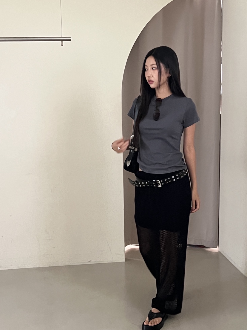 SUNDER MARKET韓國直郵㊣女士新品熱賣25春夏長裙不含腰帶SUNDER MARKET長裙