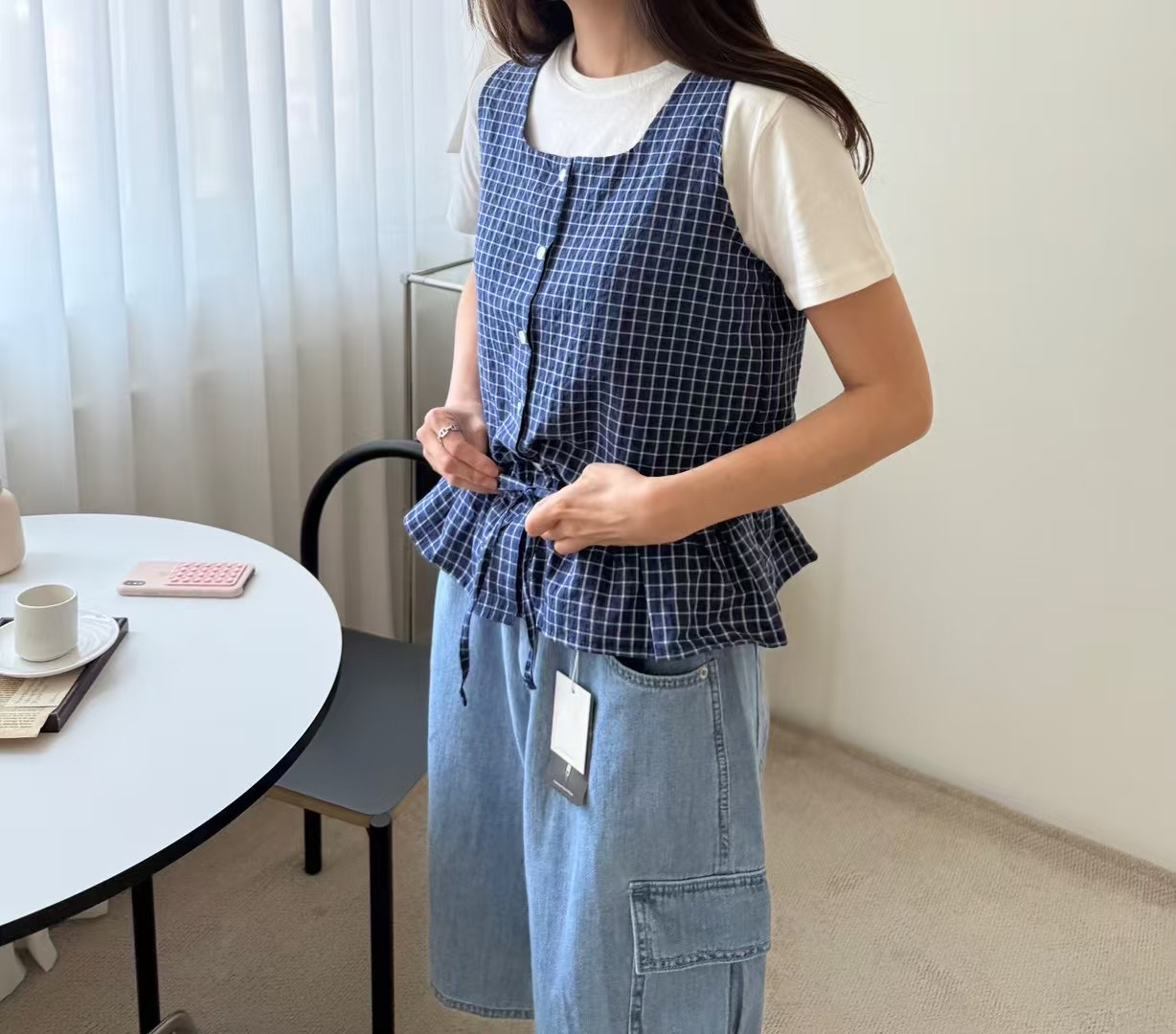 SLEEK-슬릭-OT東大門㊣代購女裝新品真品職業襯衫蕾絲衫格紋SLEEK襯衫/蕾絲衫
