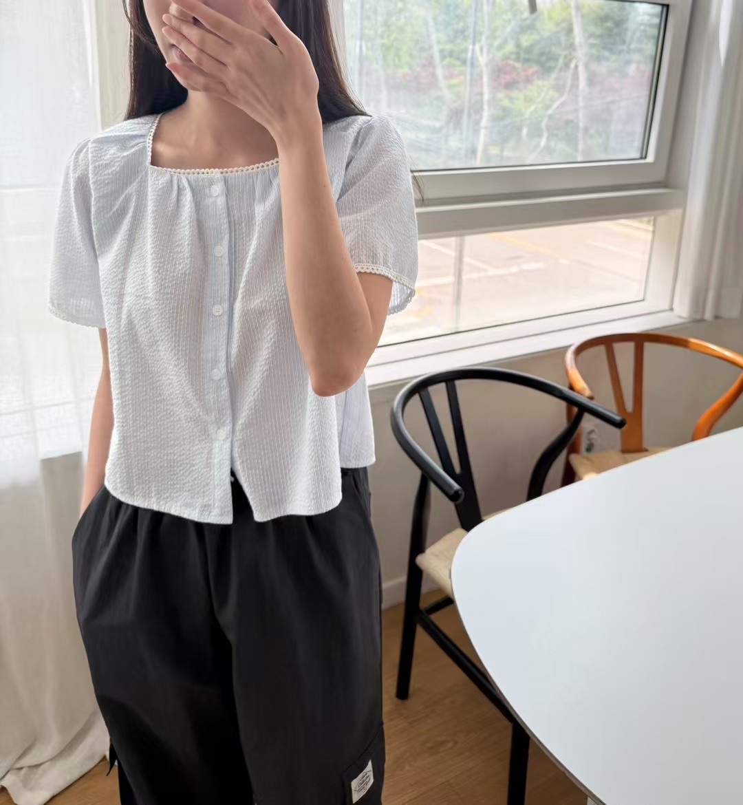 SLEEK-슬릭-OT東大門㊣實拍女士新款推薦休閑襯衫蕾絲衫蕾絲SLEEK襯衫/蕾絲衫