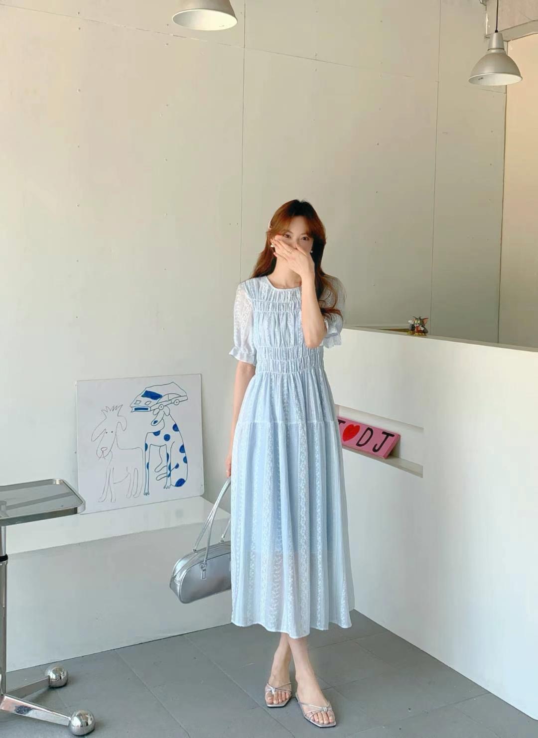 SMILE東大門㊣代購女士新品人氣時尚真品休閑推薦連衣裙刺繡SMILE連衣裙