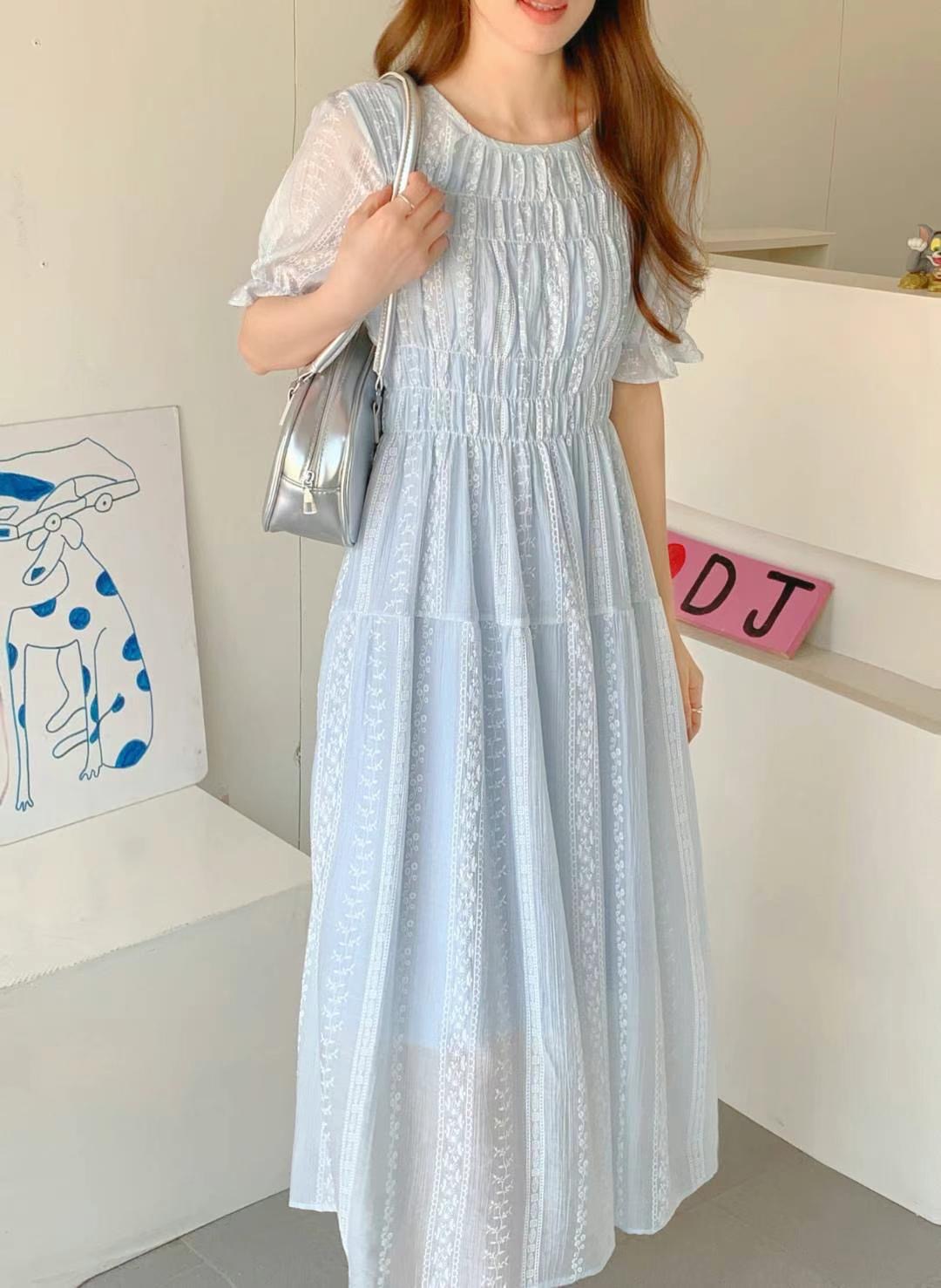 SMILE東大門㊣代購女士新品人氣時尚真品休閑推薦連衣裙刺繡SMILE連衣裙圖色2