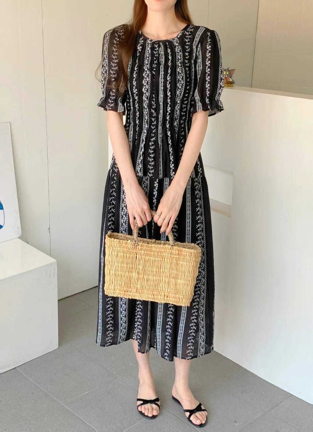 SMILE東大門㊣代購女士新品人氣時尚真品休閑推薦連衣裙刺繡SMILE連衣裙圖色4