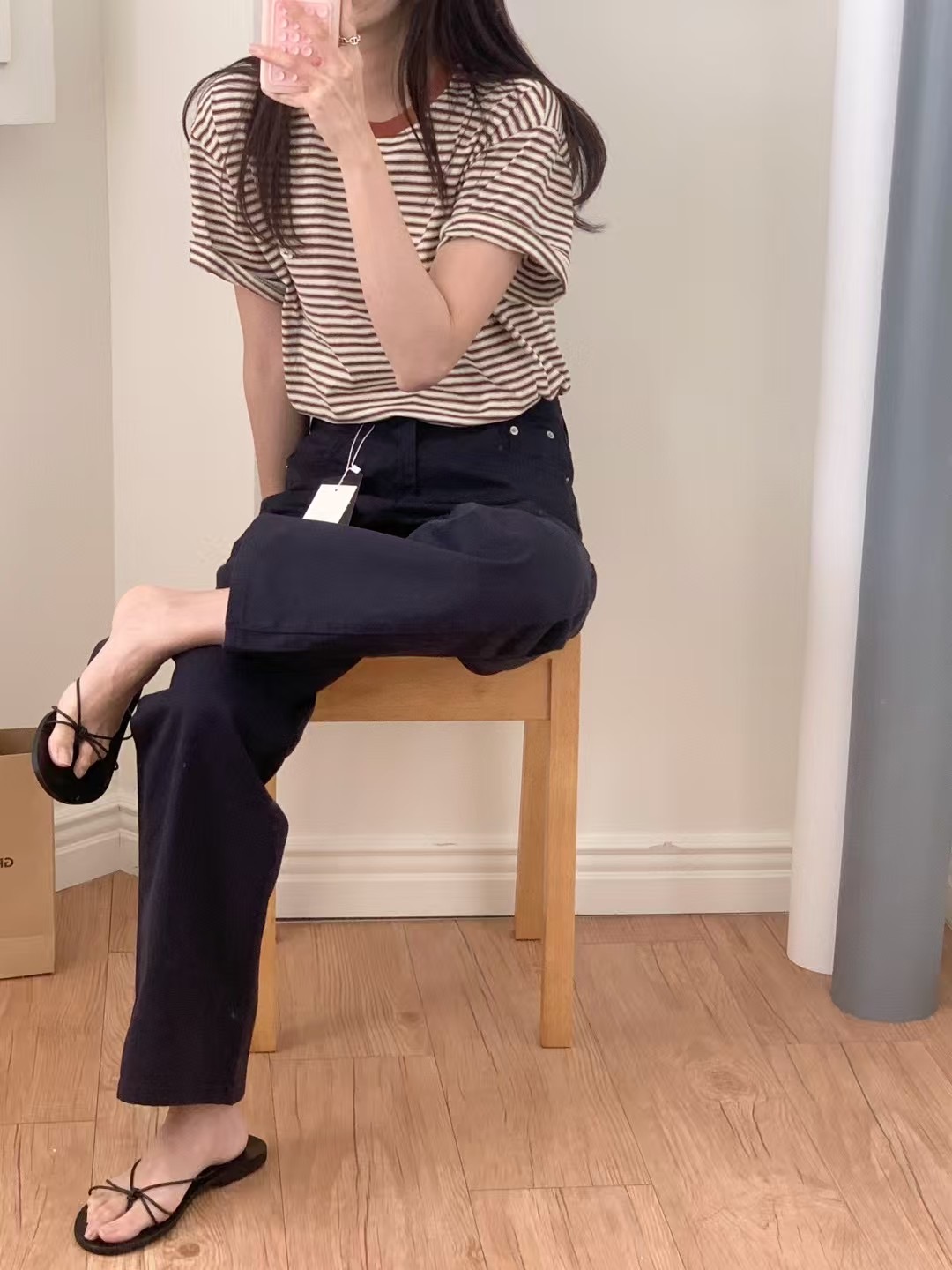 SLEEK-슬릭-OT東大門㊣直郵女士新品人氣熱賣25春夏T恤條紋SLEEKT恤