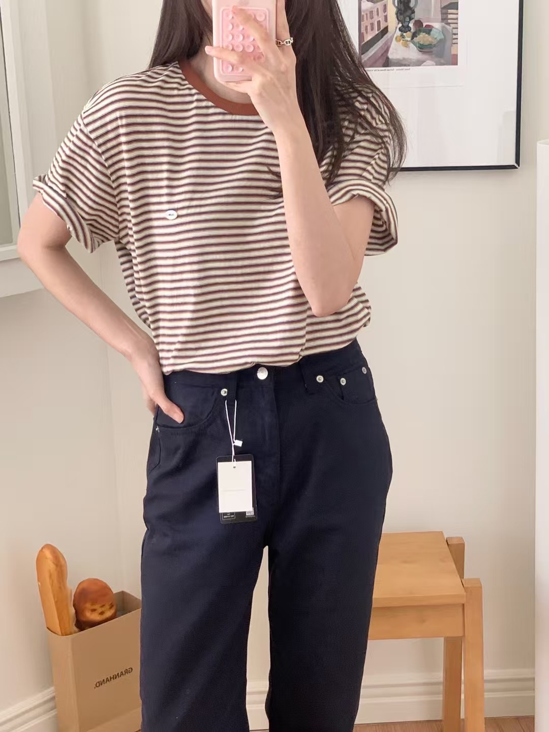 SLEEK-슬릭-OT東大門㊣直郵女士新品人氣熱賣25春夏T恤條紋SLEEKT恤