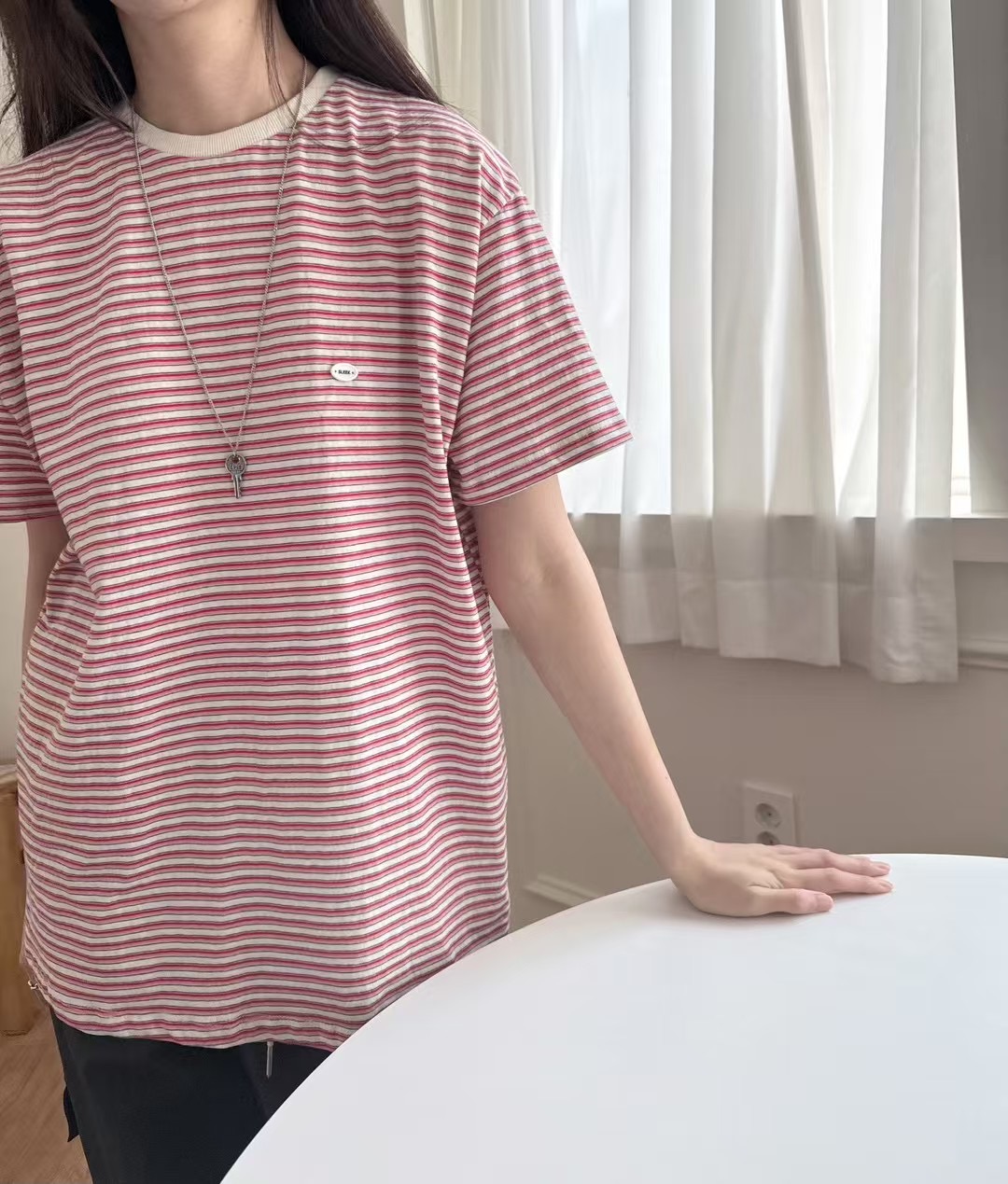 SLEEK-슬릭-OT東大門㊣直郵女士新品人氣熱賣25春夏T恤條紋SLEEKT恤圖色2