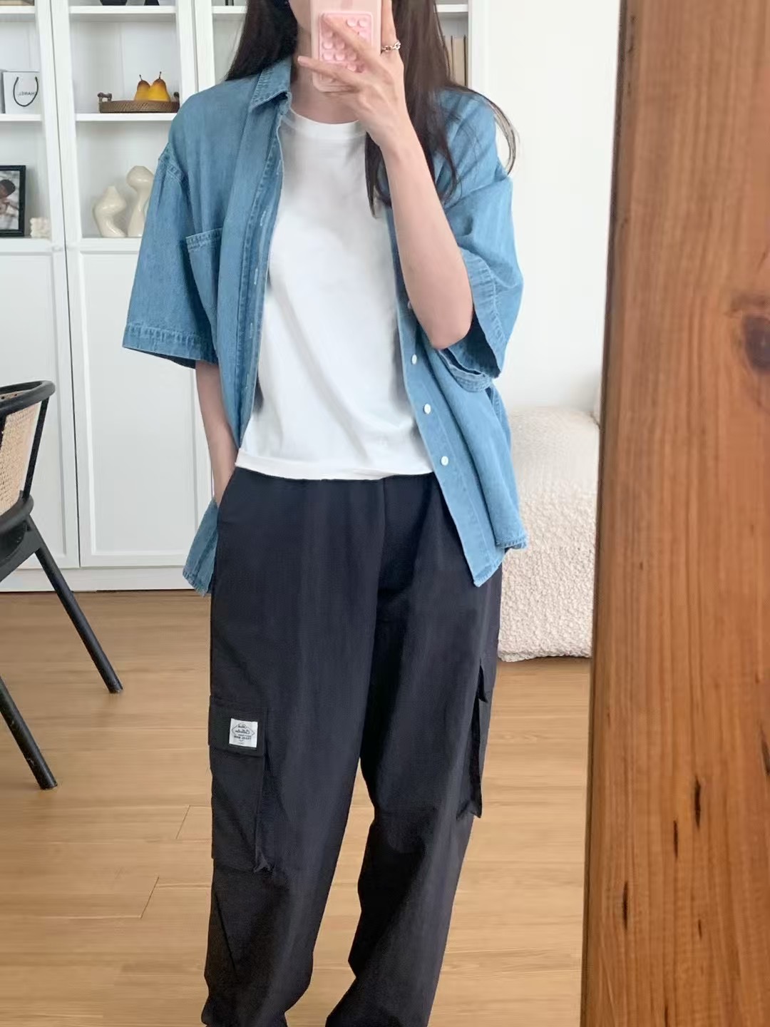 SLEEK-슬릭-OT東大門㊣代購女裝新品25春夏休閑褲工裝褲尼龍SLEEK休閑褲