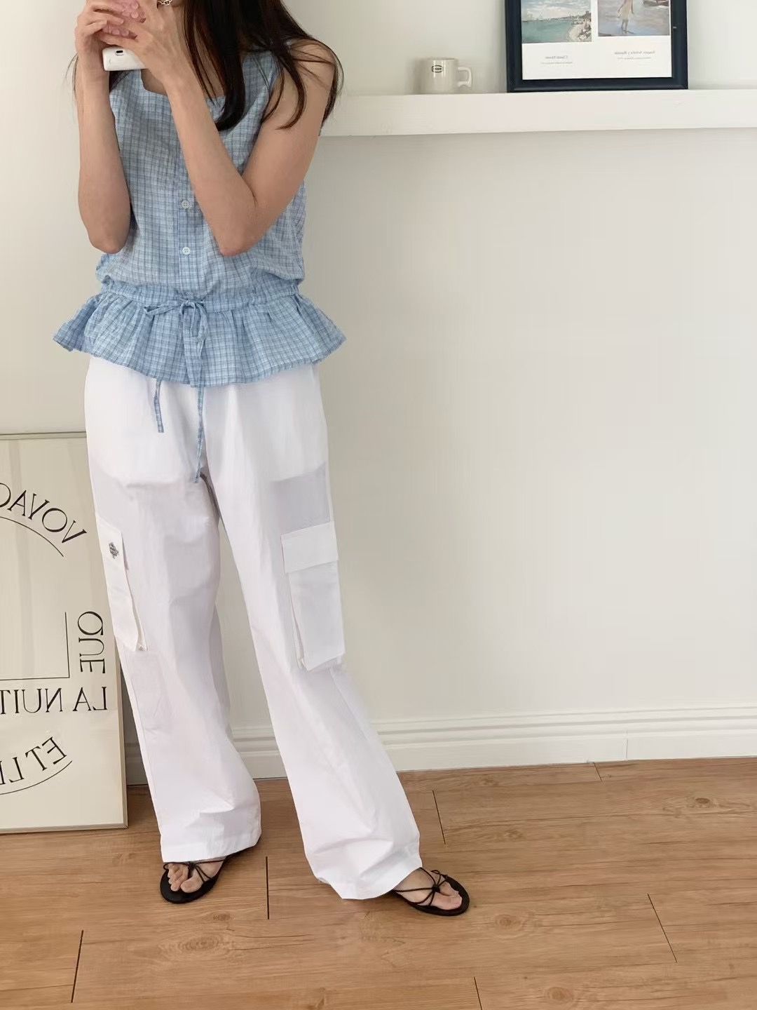 SLEEK-슬릭-OT東大門㊣代購女裝新品25春夏休閑褲工裝褲尼龍SLEEK休閑褲圖色2