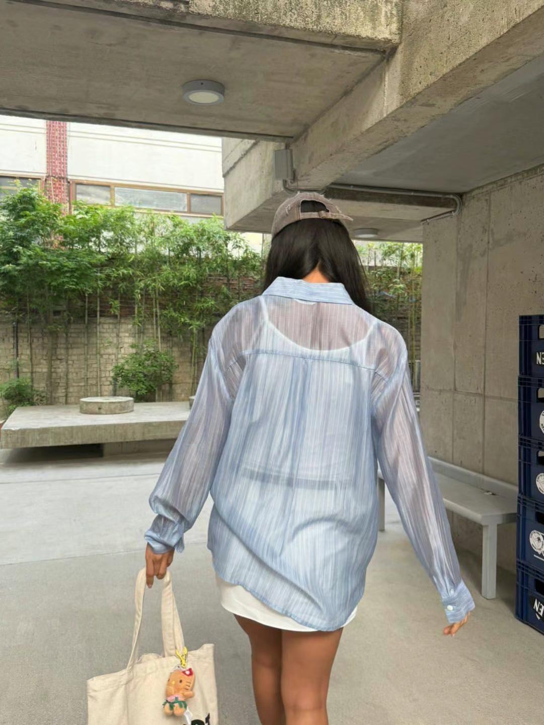 RUNWAY東大門㊣代購女士新款休閑真品25春夏襯衫蕾絲衫天絲透視RUNWAY-OT襯衫/蕾絲衫