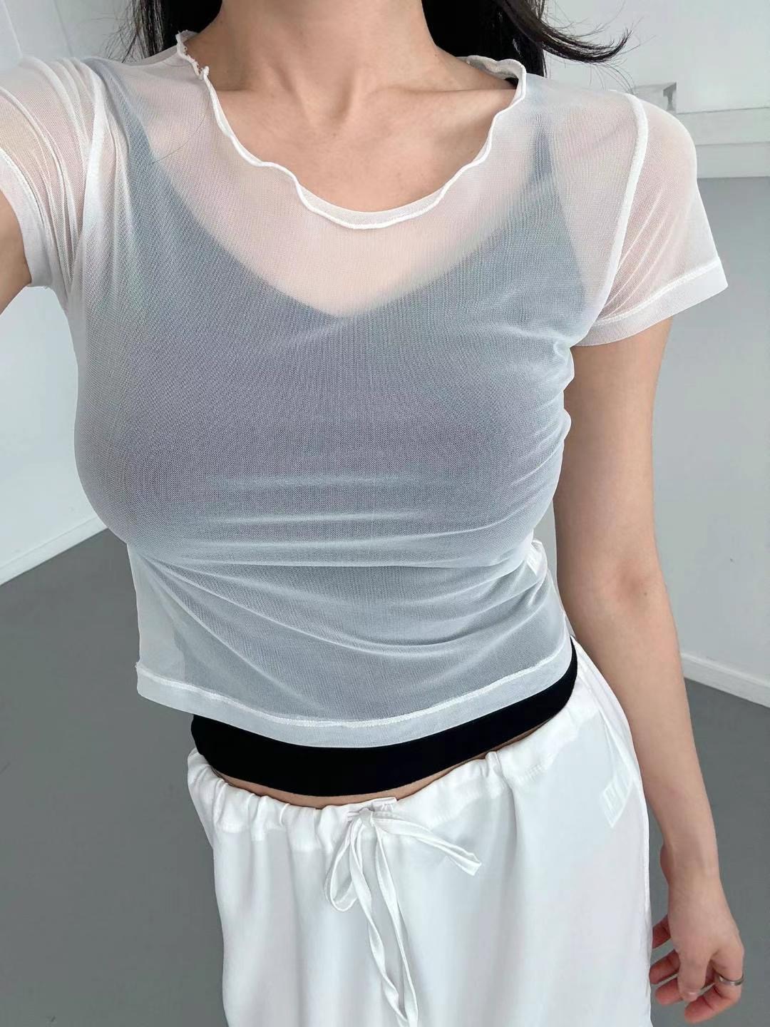 RUNWAY東大門㊣實拍女裝新款休閑職業真品推薦熱賣時尚T恤透視RUNWAY-OTT恤