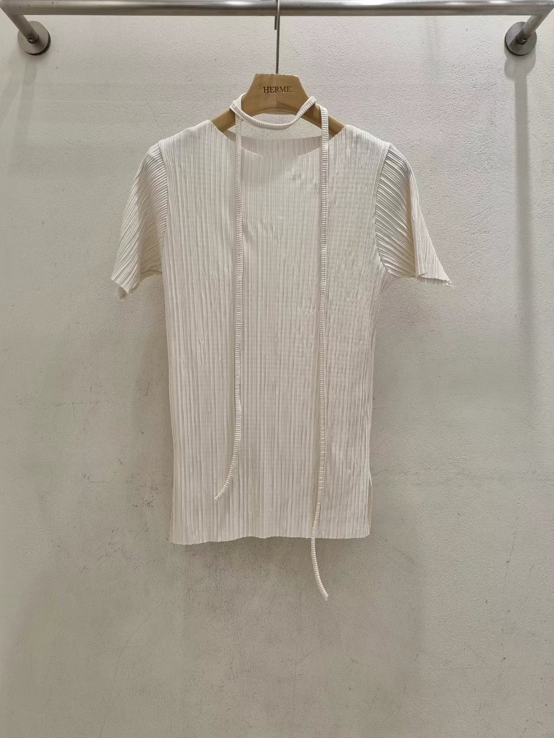 HERME韓國代購㊣女裝新品時尚真品休閑襯衫蕾絲衫含腰繩褶皺HERME襯衫/蕾絲衫