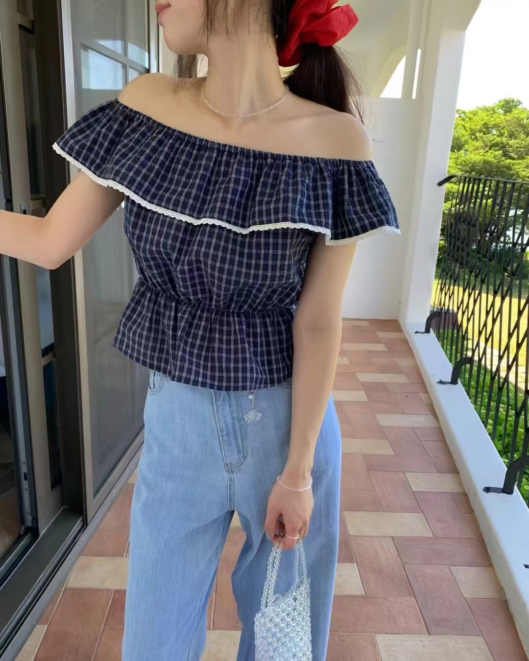 EZEDIARY韓國直郵㊣女裝新品時尚推薦人氣職業休閑襯衫蕾絲衫EZEDIARY襯衫/蕾絲衫圖色2