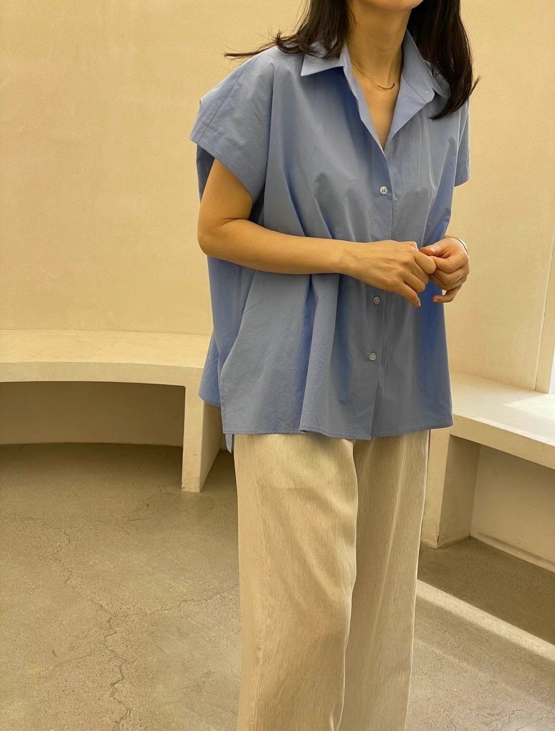 1mm韓國直郵㊣女裝新品推薦人氣25春夏休閑時尚職業襯衫蕾絲衫1mm襯衫/蕾絲衫
