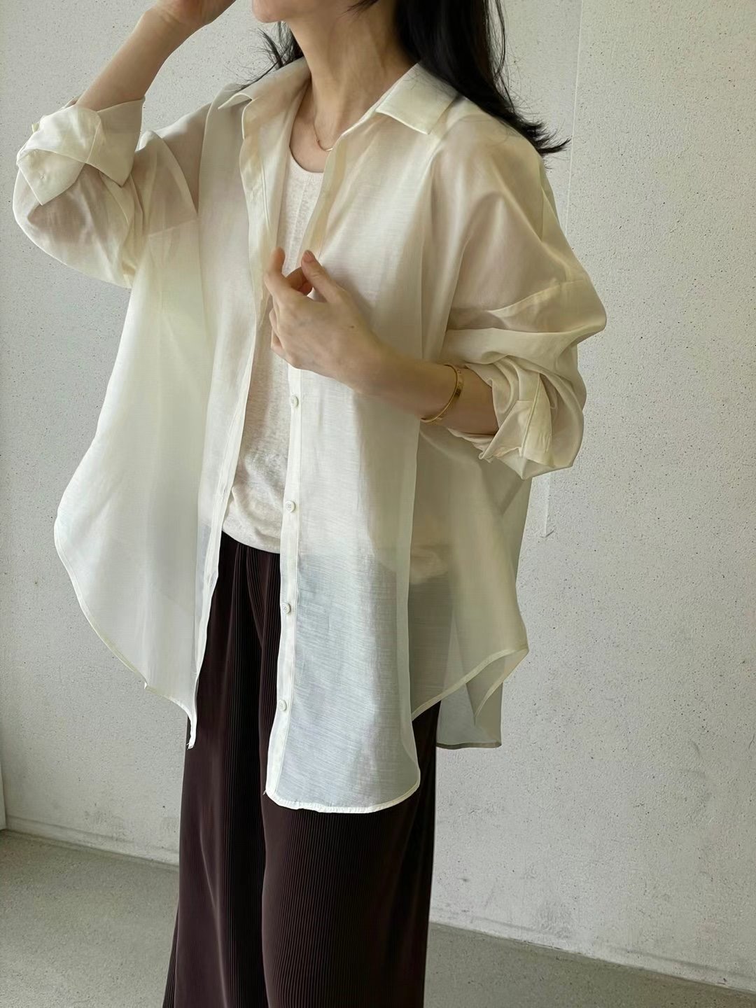 1mm東大門㊣代購女士新款熱賣休閑職業25春夏推薦襯衫蕾絲衫1mm襯衫/蕾絲衫圖色2