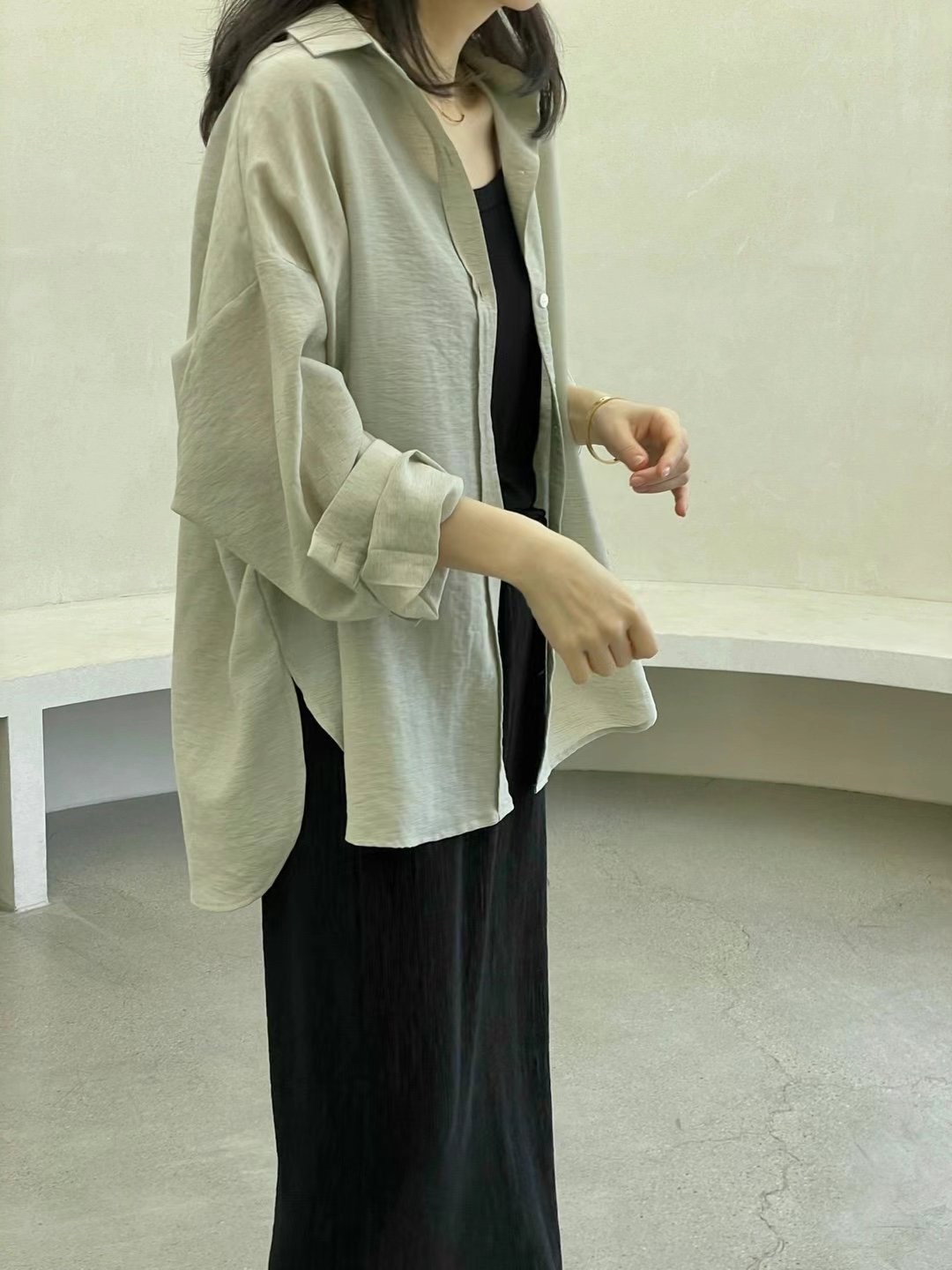 1mm東大門㊣代購女裝新品25春夏人氣真品時尚襯衫蕾絲衫亞麻1mm襯衫/蕾絲衫