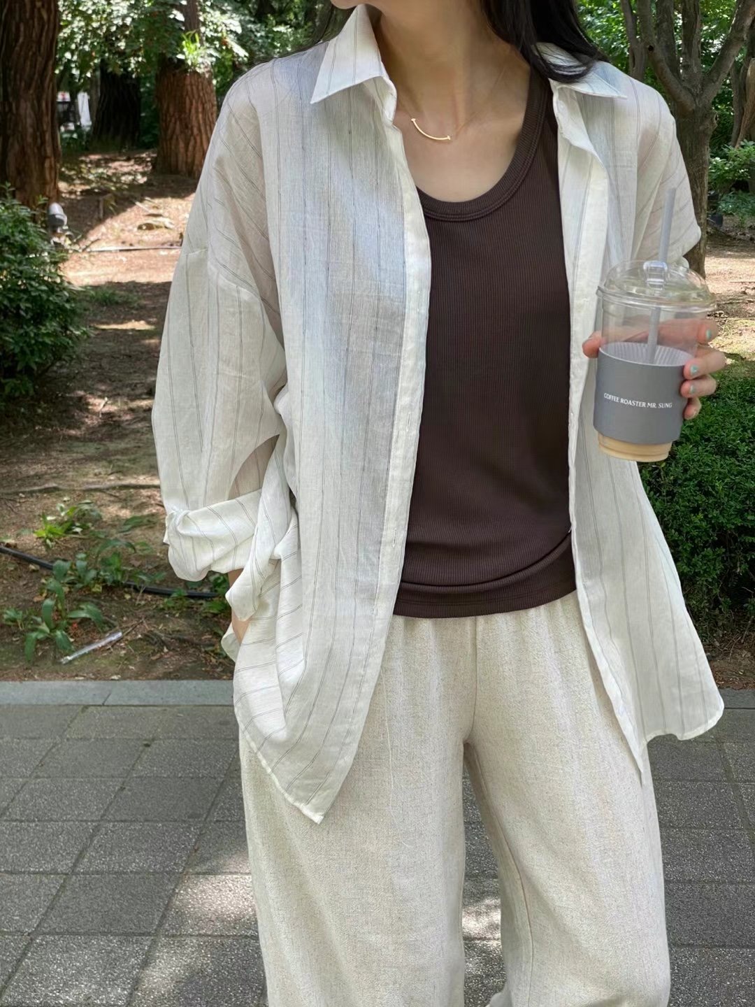 1mm韓國直郵㊣女士新款時尚職業推薦熱賣25春夏人氣襯衫蕾絲衫1mm襯衫/蕾絲衫圖色1