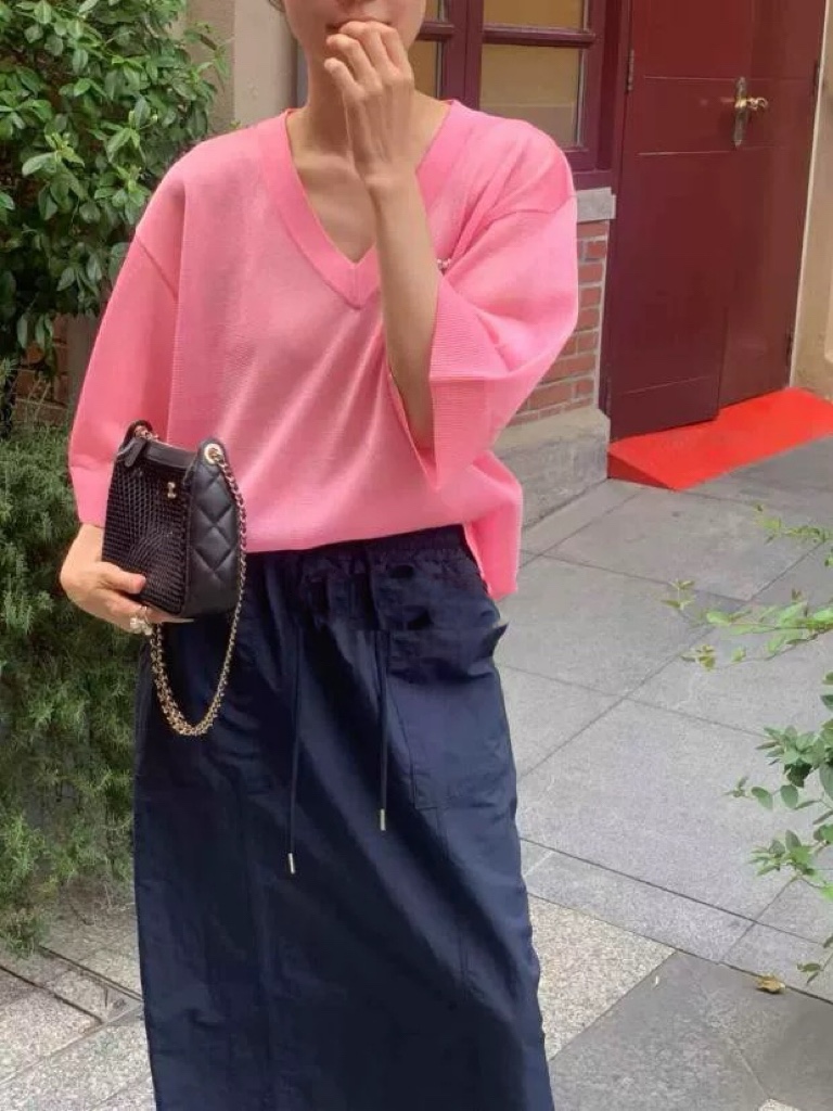 PRIVIE東大門㊣直郵女裝新品25春夏時尚推薦職業人氣針織衫V領PRIVIE針織衫圖色2