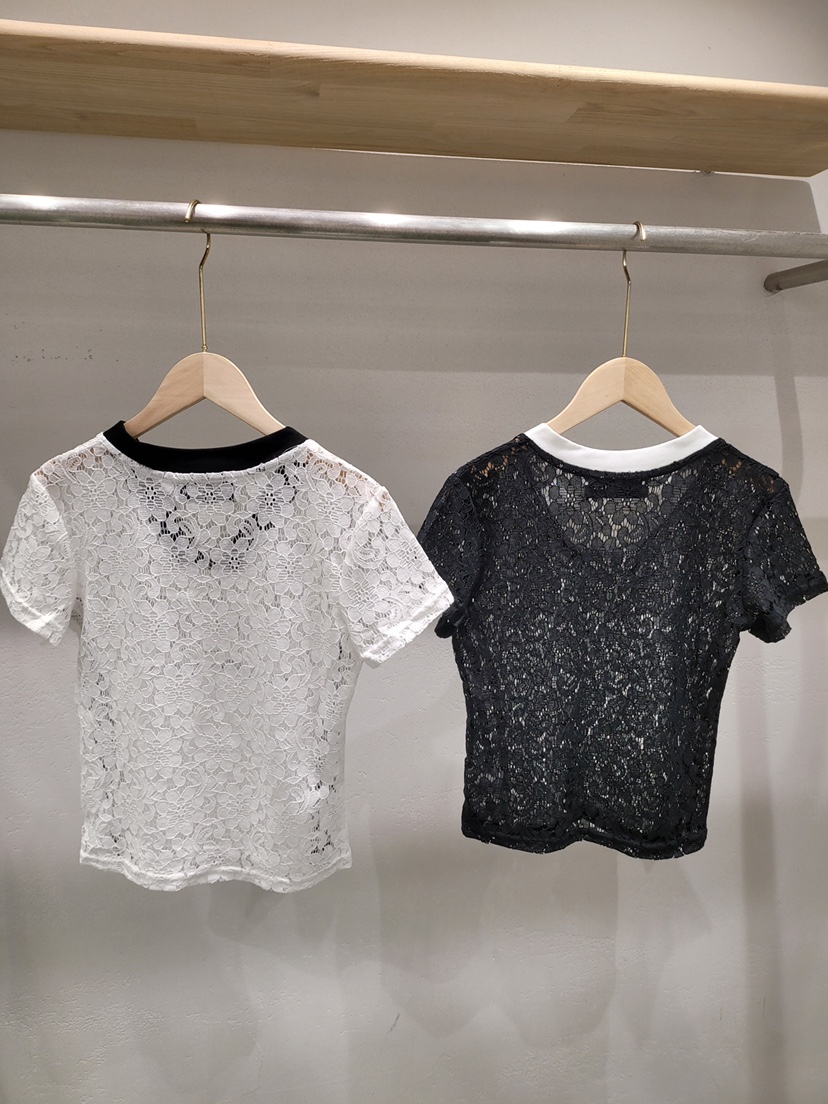 1 2ILLY-S東大門㊣代購女士新品真品25春夏熱賣T恤網眼蕾絲1 2ILLY/THE SILT恤