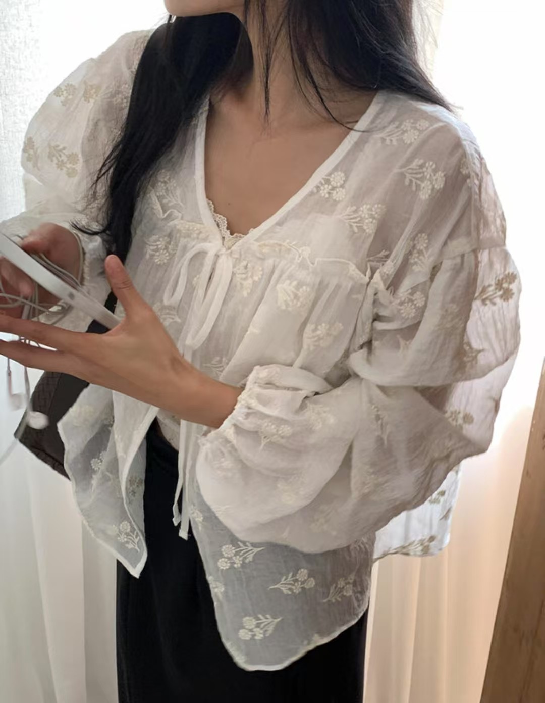 APPEAR東大門㊣代購女裝新款真品25春夏推薦襯衫蕾絲衫刺繡APPEAR襯衫/蕾絲衫