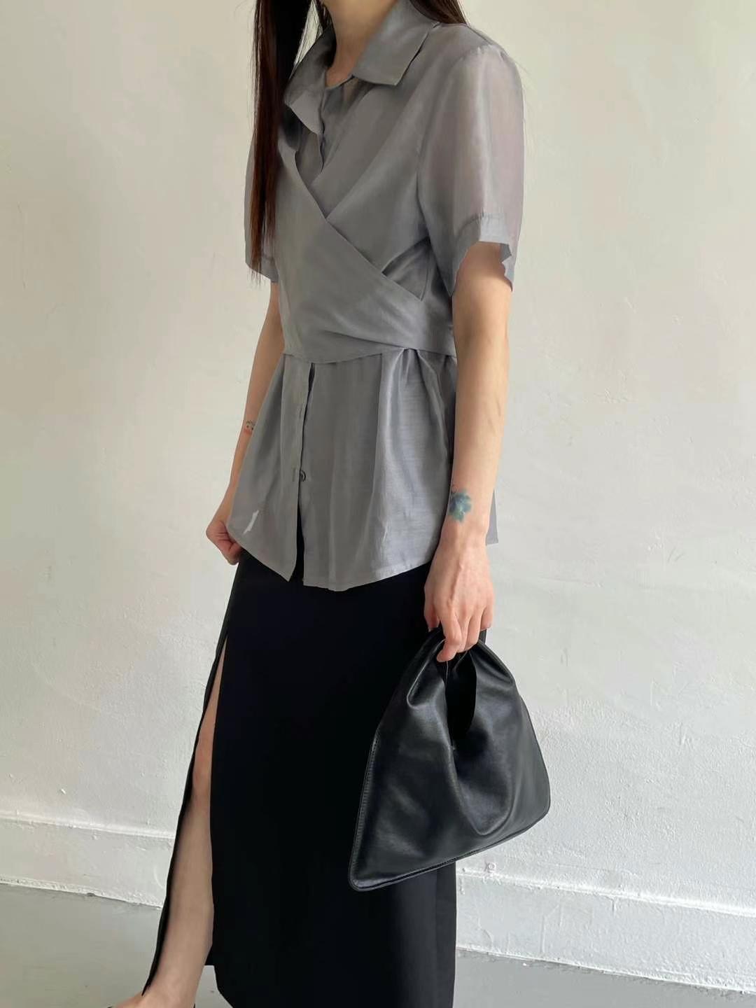 AWESOME-TB1韓國代購㊣女裝新品休閑推薦25春夏襯衫蕾絲衫AWESOME-TB1襯衫/蕾絲衫