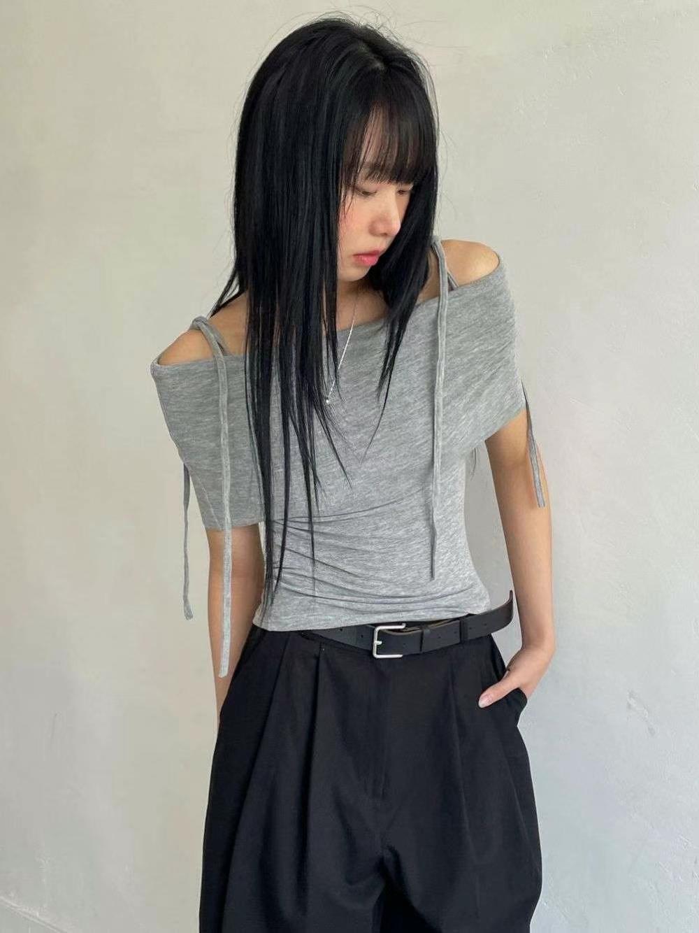 AWESOME-TB1韓國代購㊣女士新品人氣休閑職業25春夏真品T恤AWESOME-TB1T恤圖色2