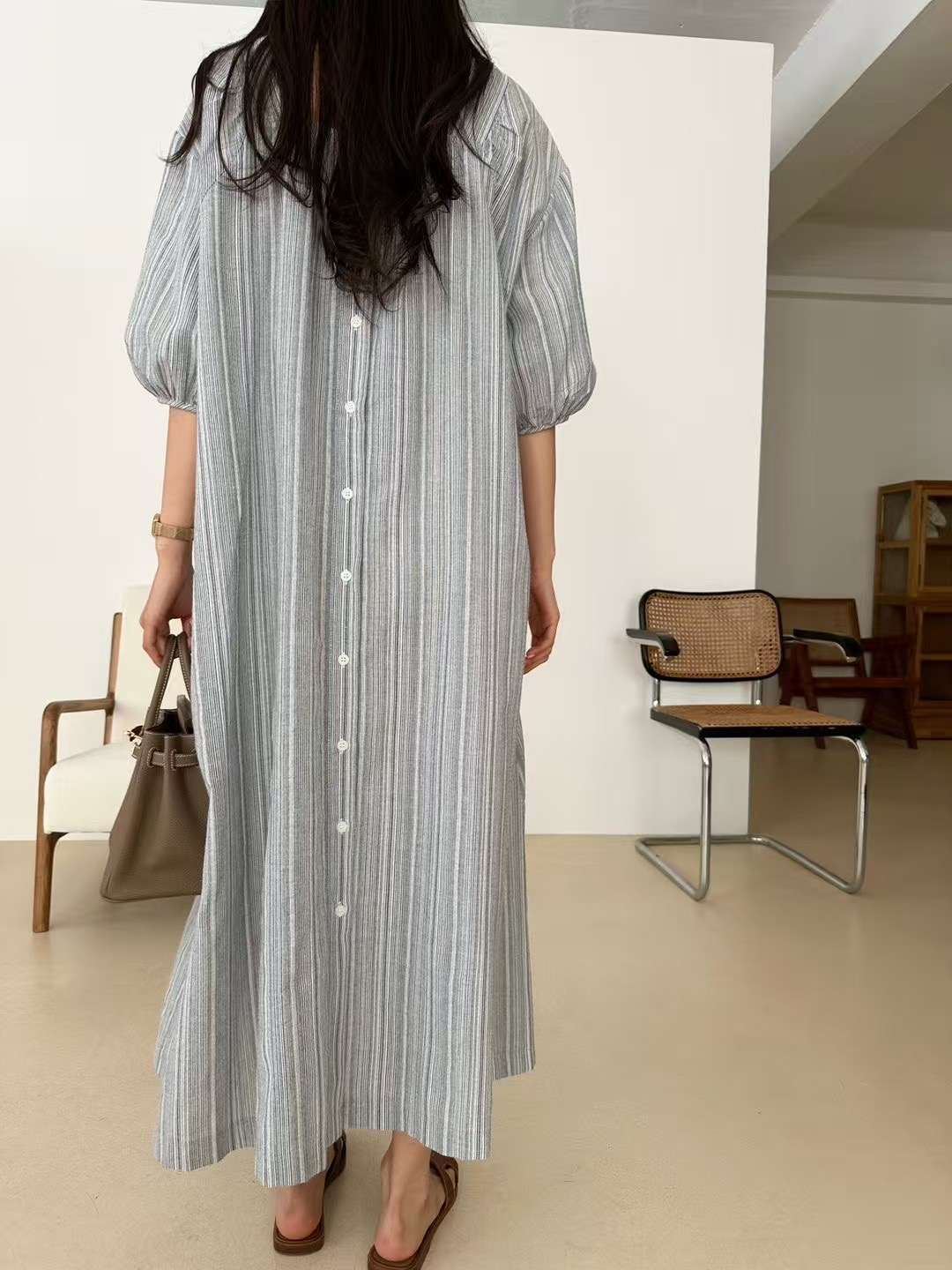 KIND-카인드-OT韓國代購㊣女裝新品25春夏職業連衣裙條紋KIND-ot連衣裙