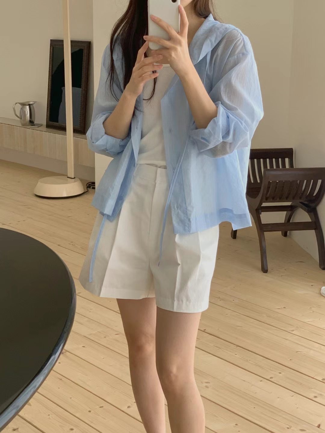 LIBRE東大門㊣代購女士新款職業推薦真品時尚襯衫蕾絲衫兜帽HAY KNOCK襯衫/蕾絲衫圖色2