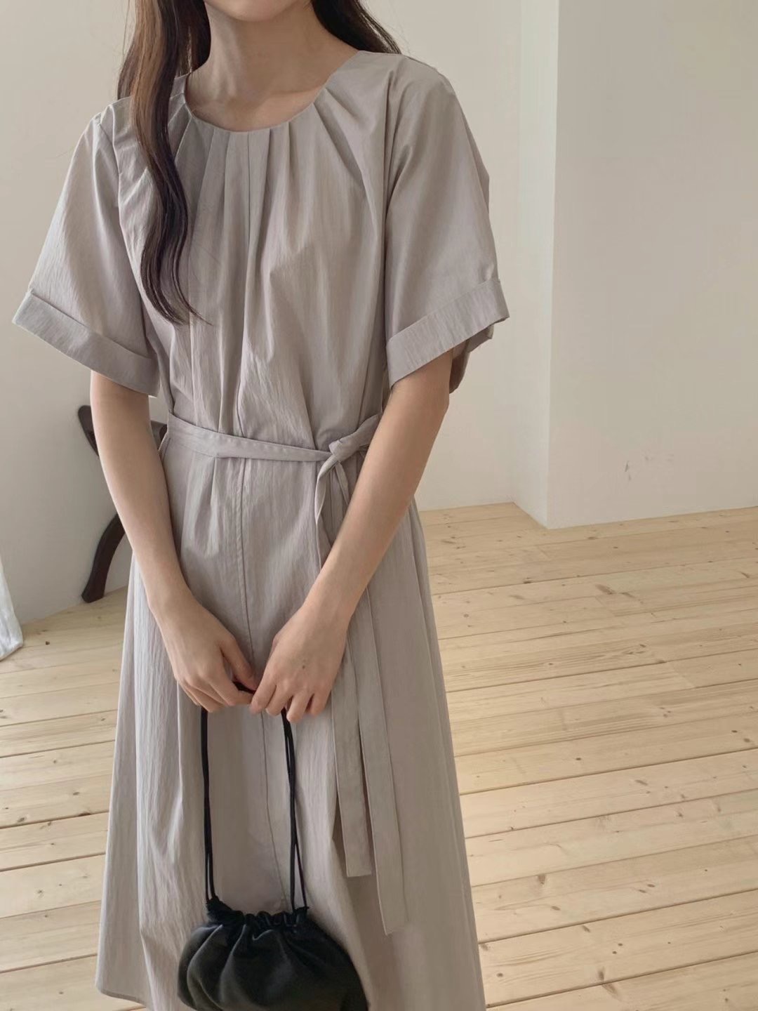 LIBRE東大門㊣實拍女士新款推薦人氣休閑25春夏連衣裙含腰繩HAY KNOCK連衣裙