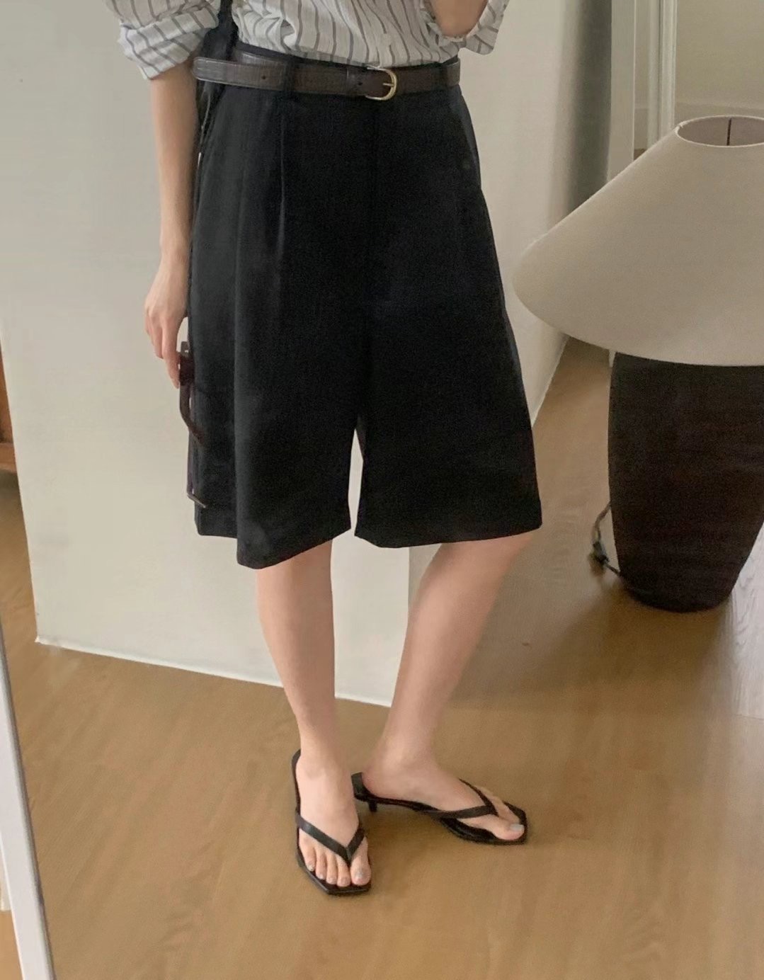 LIBRE東大門㊣實拍女裝新品人氣熱賣25春夏職業短褲不含腰帶HAY KNOCK短褲圖色2