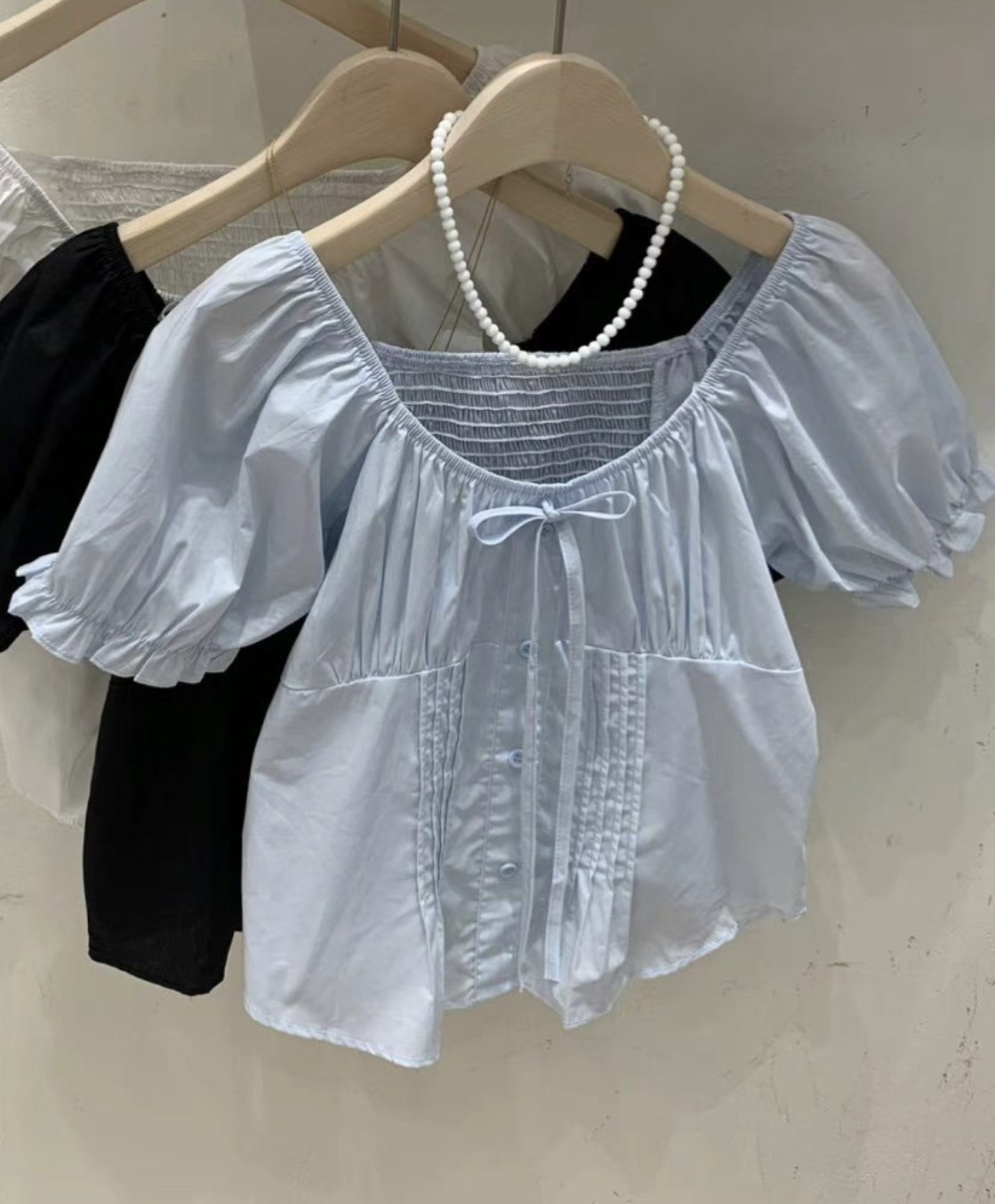 FRIDA韓國直郵㊣女裝新款真品時尚休閑25春夏襯衫蕾絲衫蝴蝶結FRIDA襯衫/蕾絲衫圖色3