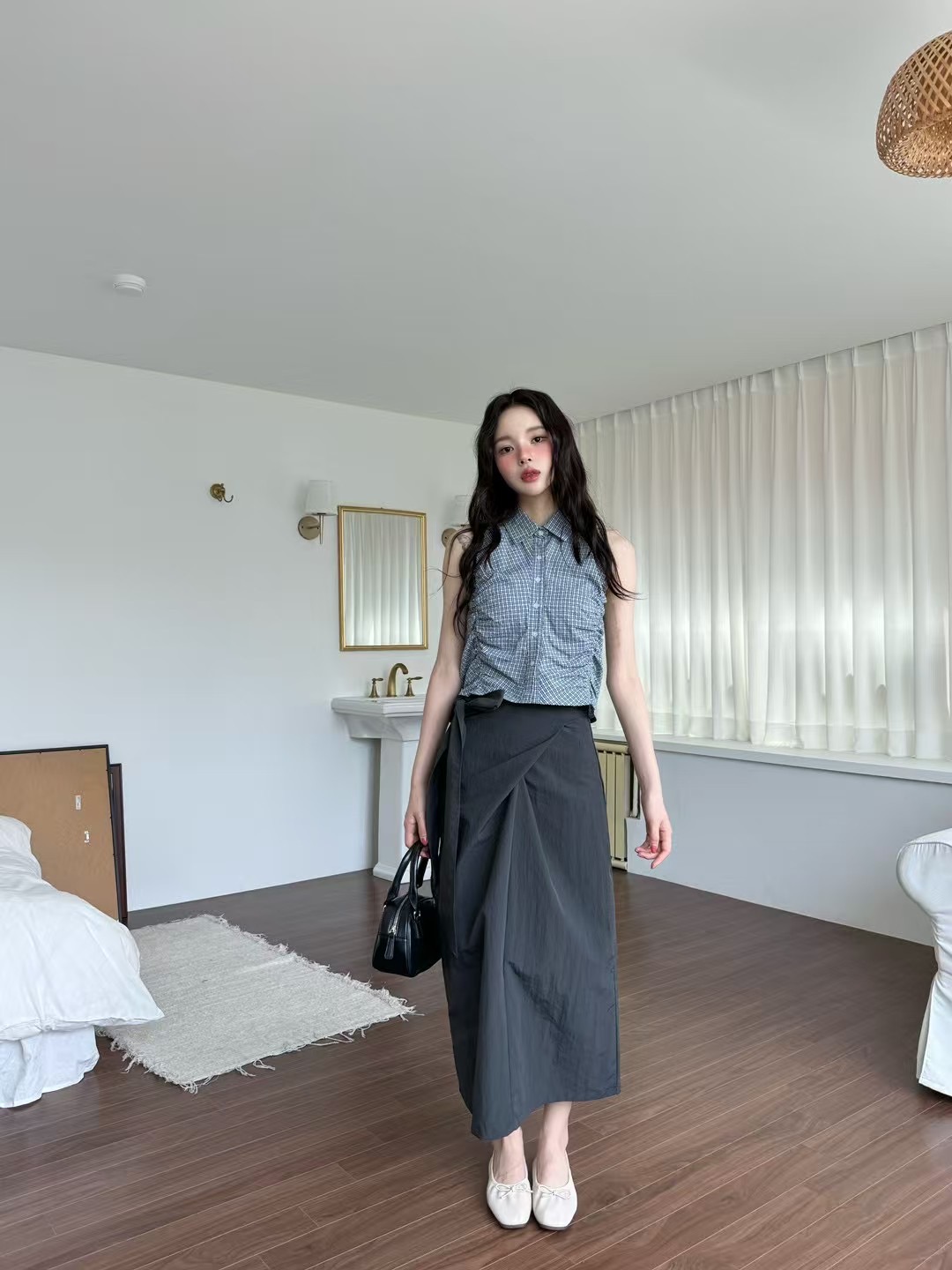 ONTHEMOOD東大門㊣代購女士新品25春夏職業熱賣時尚真品長裙RIPPLE長裙