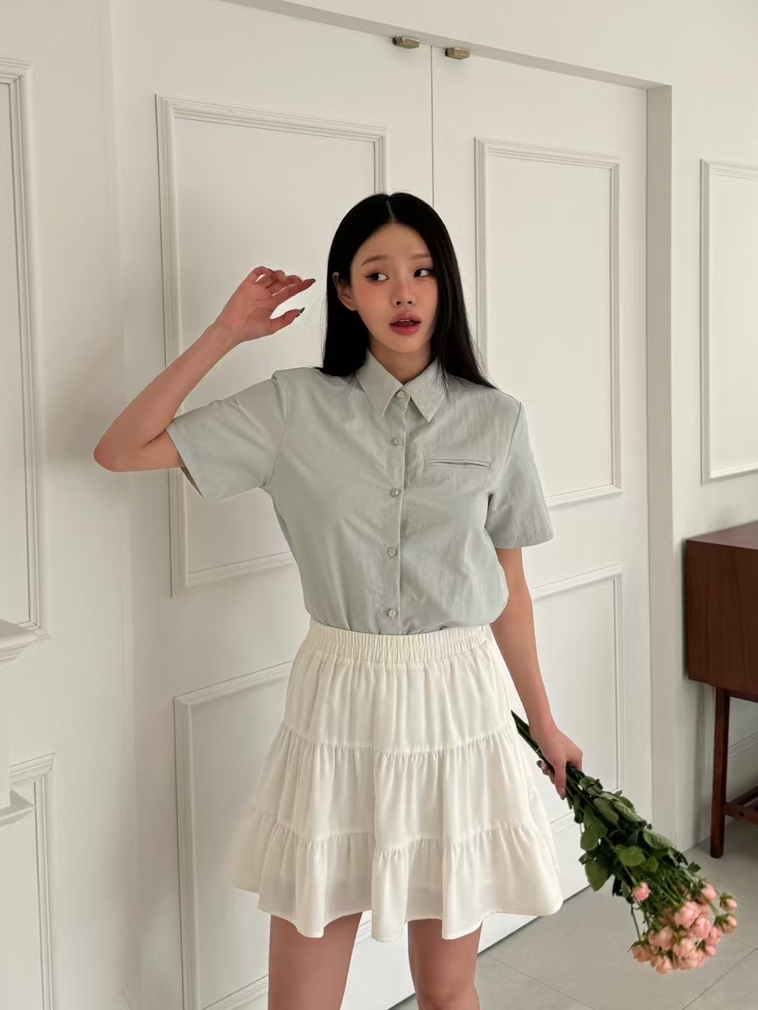 ONTHEMOOD東大門㊣直郵女裝新款職業人氣時尚熱賣襯衫蕾絲衫RIPPLE襯衫/蕾絲衫