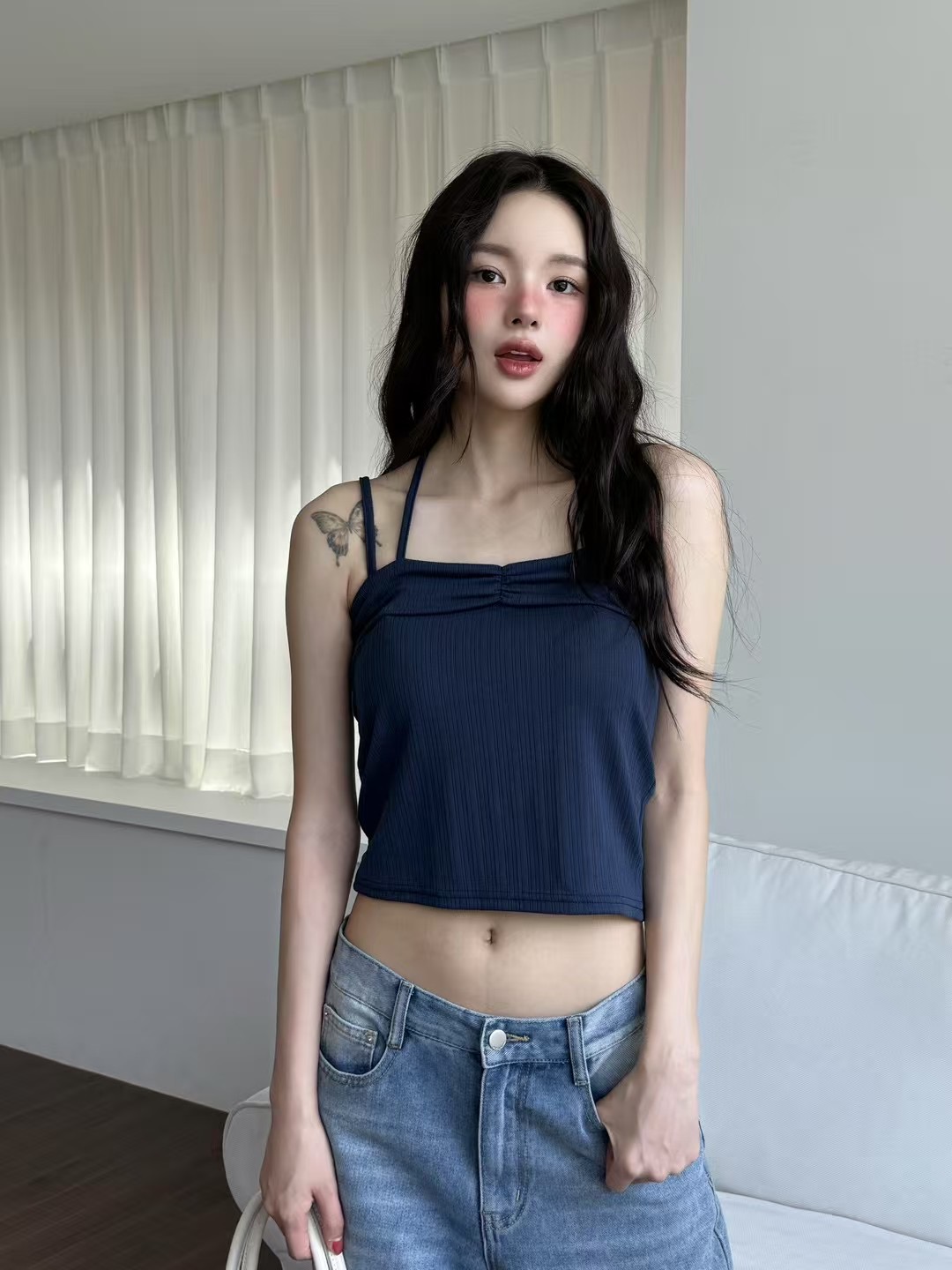 ONTHEMOOD東大門㊣直郵女士新品職業時尚25春夏休閑吊帶背心RIPPLE吊帶/背心