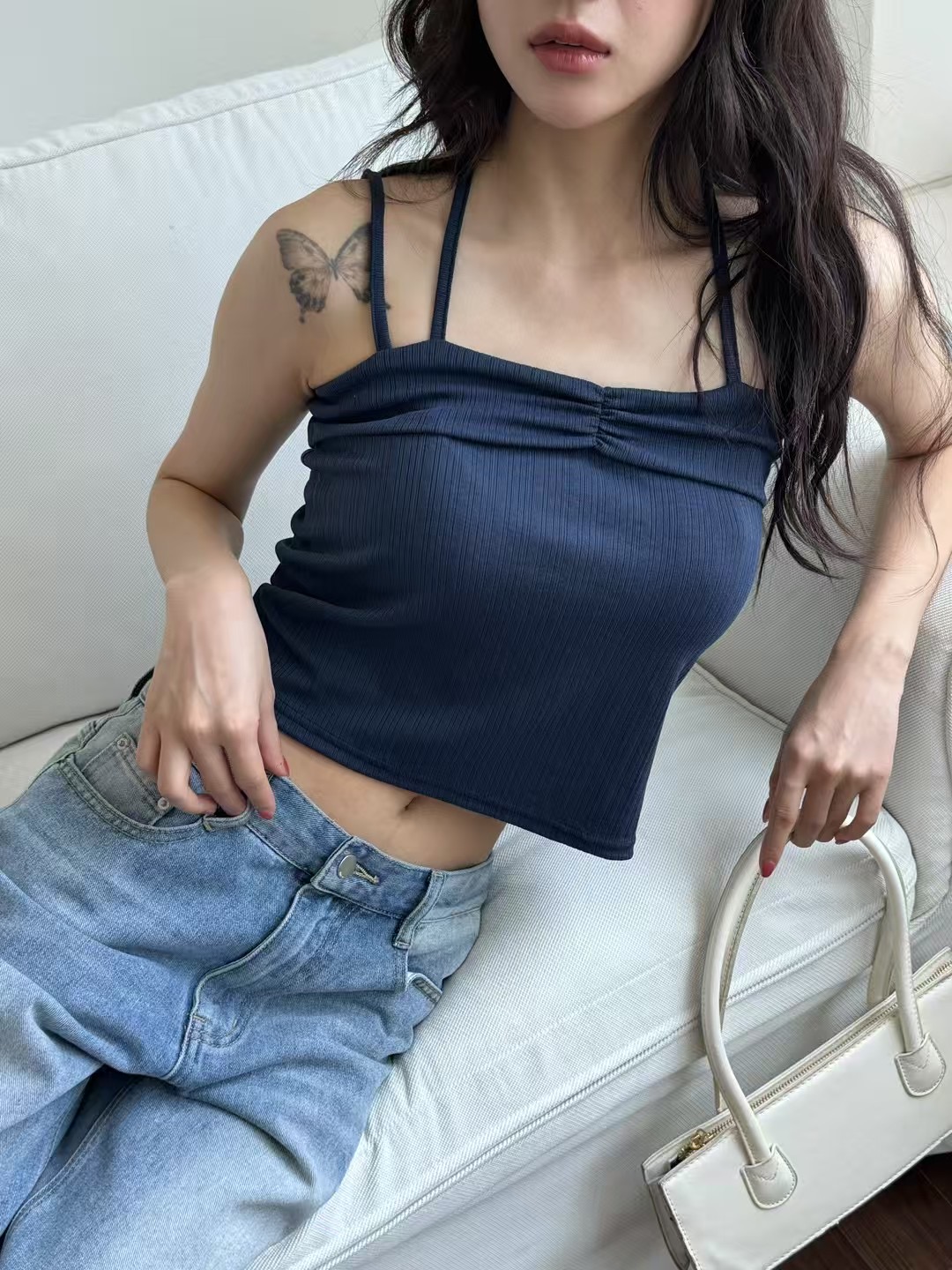 ONTHEMOOD東大門㊣直郵女士新品職業時尚25春夏休閑吊帶背心RIPPLE吊帶/背心圖色3