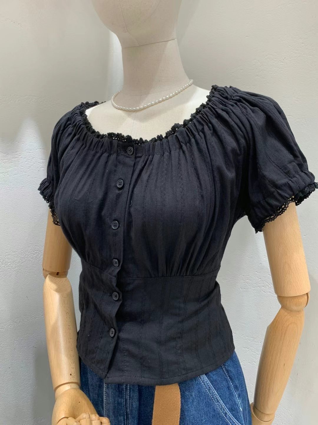 FRIDA東大門㊣代購女裝新品休閑職業人氣25春夏真品襯衫蕾絲衫FRIDA襯衫/蕾絲衫圖色1