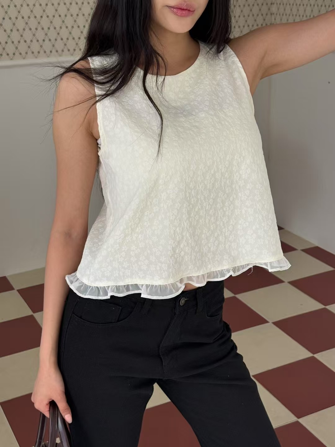 ONTHEMOOD東大門㊣實拍女裝新款25春夏真品時尚職業襯衫蕾絲衫RIPPLE襯衫/蕾絲衫