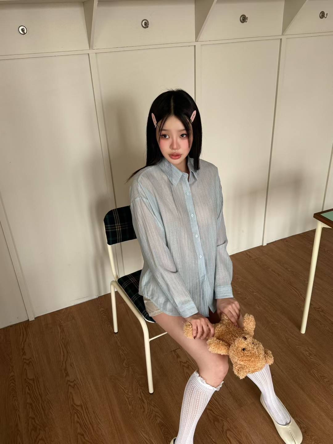 ONTHEMOOD東大門㊣實拍女士新品25春夏熱賣時尚推薦襯衫蕾絲衫RIPPLE襯衫/蕾絲衫