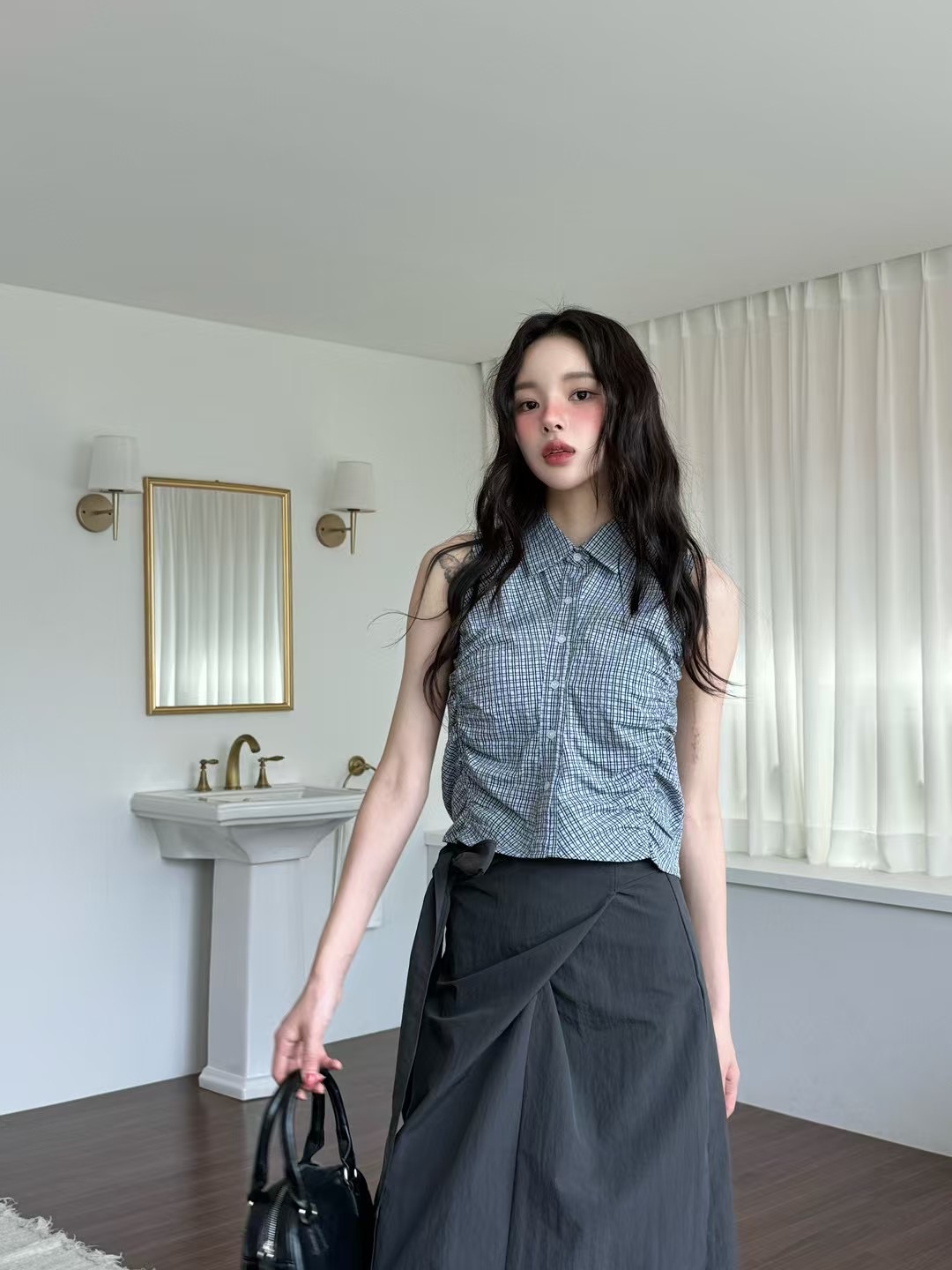 ONTHEMOOD韓國直郵㊣女士新款時尚職業推薦25春夏襯衫蕾絲衫RIPPLE襯衫/蕾絲衫