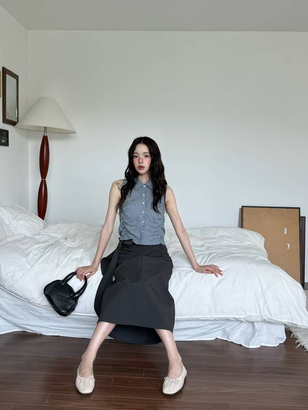 ONTHEMOOD韓國直郵㊣女士新款時尚職業推薦25春夏襯衫蕾絲衫RIPPLE襯衫/蕾絲衫圖色2