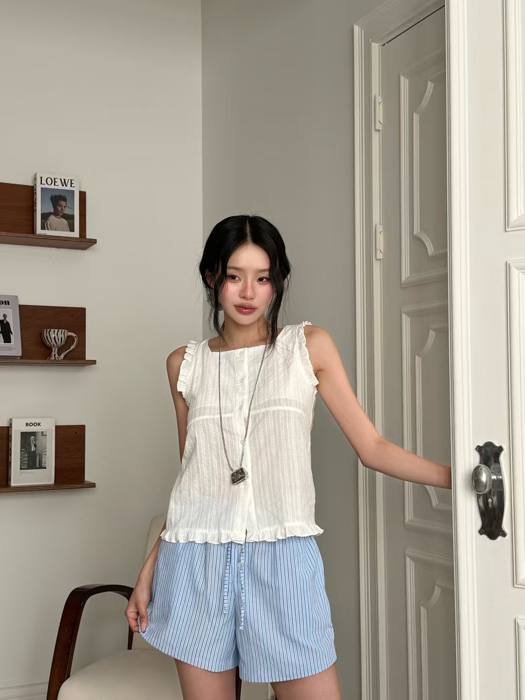 ONTHEMOOD東大門㊣直郵女士新品真品25春夏推薦人氣襯衫蕾絲衫RIPPLE襯衫/蕾絲衫圖色2