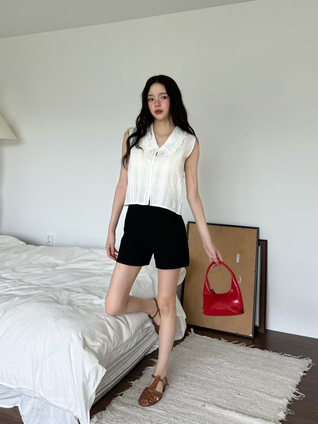 ONTHEMOOD韓國直郵㊣女士新品真品休閑時尚人氣職業襯衫蕾絲衫RIPPLE襯衫/蕾絲衫