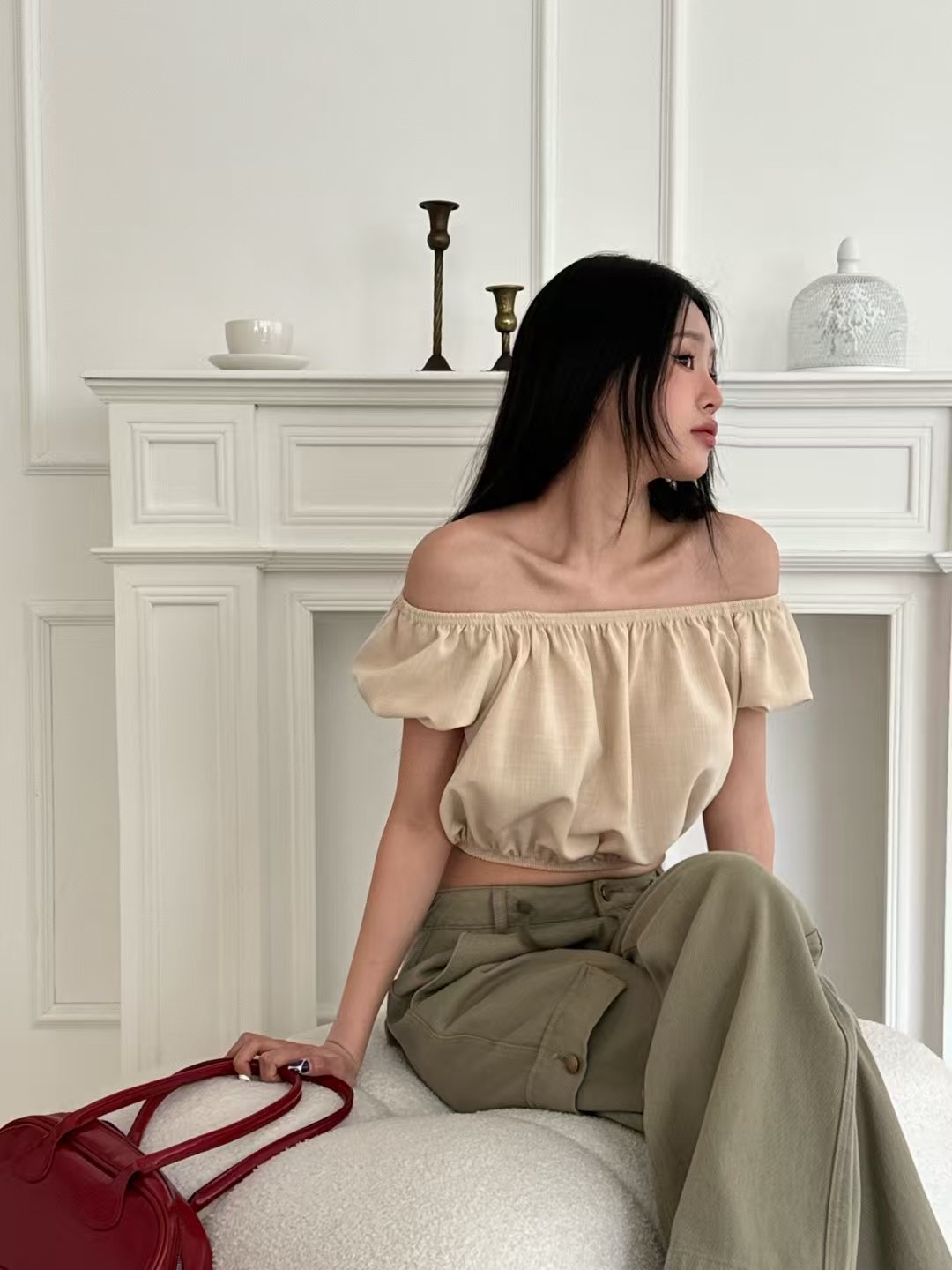 ONTHEMOOD東大門㊣代購女士新品人氣25春夏休閑真品襯衫蕾絲衫RIPPLE襯衫/蕾絲衫