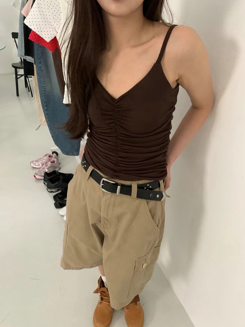 FORMAL韓國代購㊣女裝新品職業時尚真品休閑熱賣吊帶背心褶皺FORMAL吊帶/背心