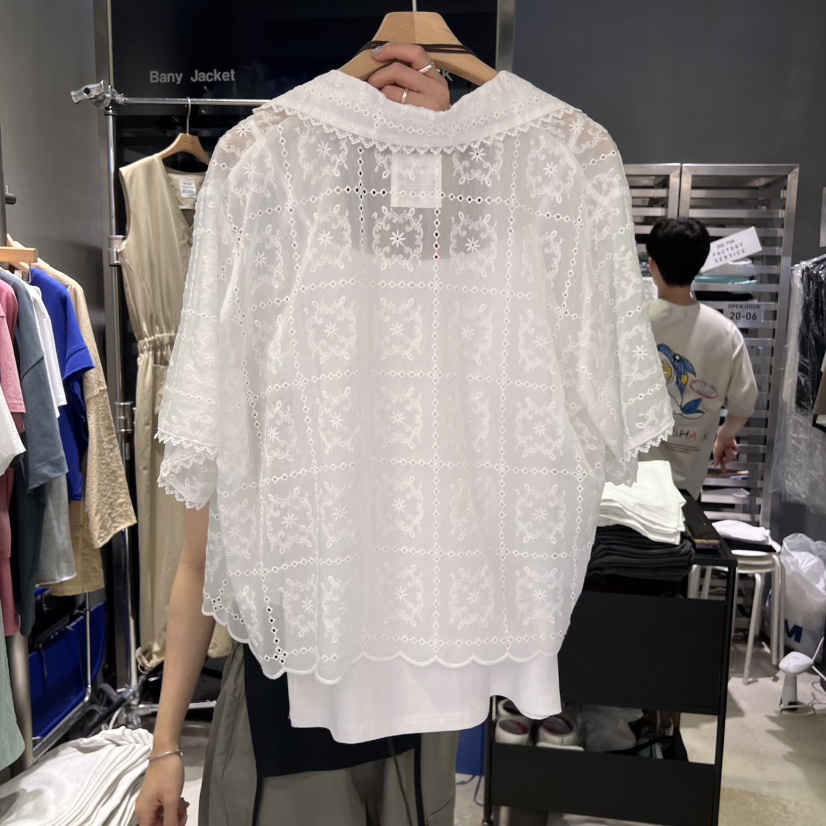 BANY ANCO韓國直郵㊣女士新品真品襯衫蕾絲衫不含內搭刺繡BANY ANCO襯衫/蕾絲衫