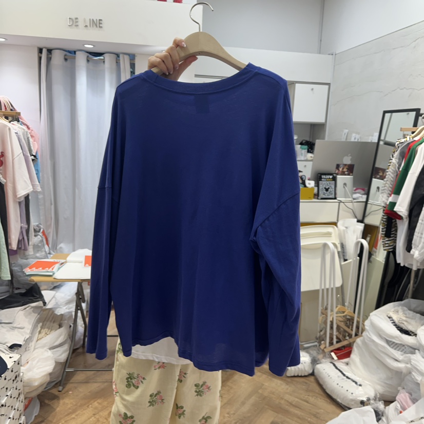 DE LINE韓國直郵㊣女士新品人氣休閑職業熱賣25春夏長袖T恤DE LINE長袖T恤
