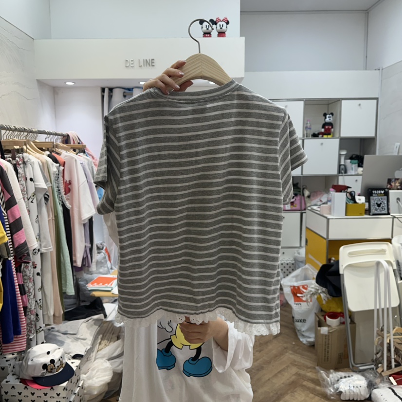 DE LINE韓國代購㊣女士新款休閑推薦職業25春夏時尚真品T恤DE LINET恤