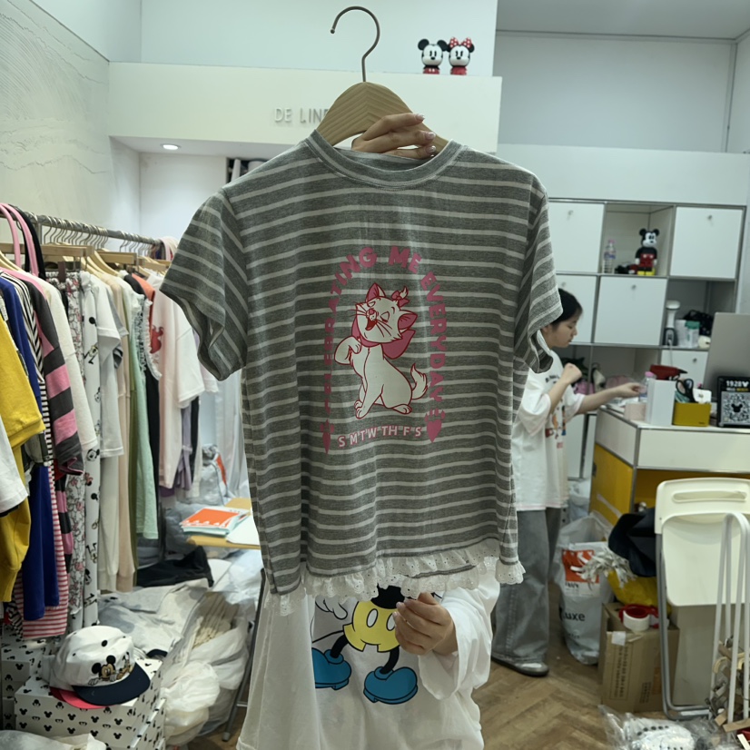 DE LINE韓國代購㊣女士新款休閑推薦職業25春夏時尚真品T恤DE LINET恤