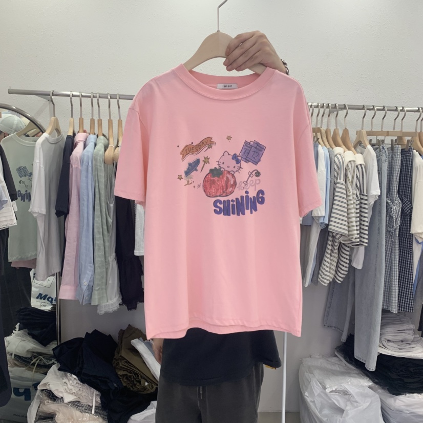 LELEN韓國直郵㊣女裝新品休閑人氣25春夏時尚推薦熱賣真品T恤LELENT恤圖色2