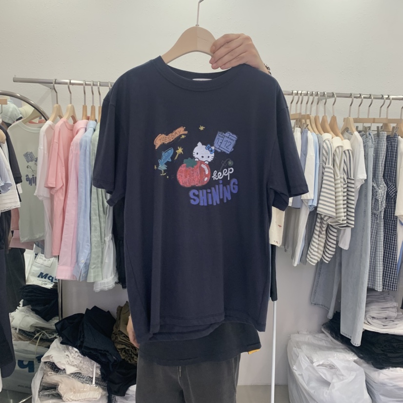LELEN韓國直郵㊣女裝新品休閑人氣25春夏時尚推薦熱賣真品T恤LELENT恤圖色3