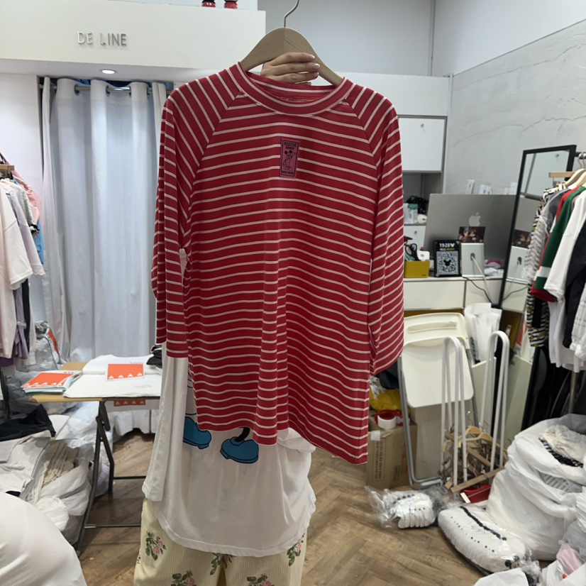 DE LINE東大門㊣直郵女裝新款職業真品休閑25春夏熱賣推薦T恤DE LINET恤圖色3