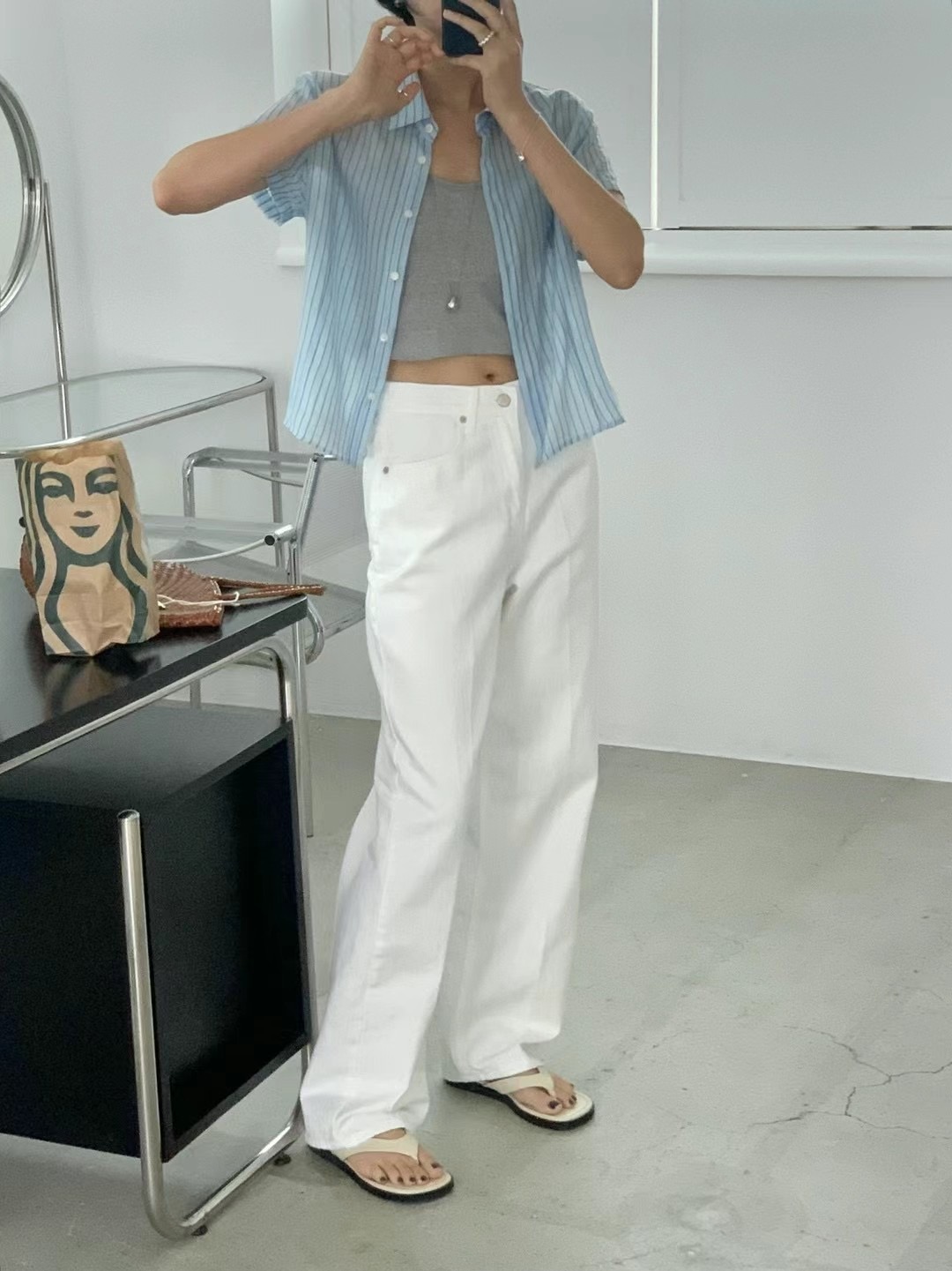 FLAT WHITE韓國直郵㊣女裝新品熱賣休閑25春夏人氣襯衫蕾絲衫FLAT WHITE襯衫/蕾絲衫